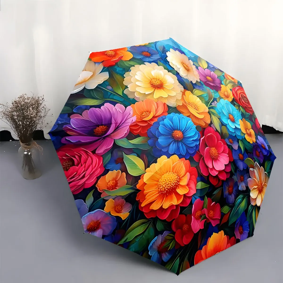 

Automatic Folding Umbrella with Automatic Open/Close - 8-Rib Compact & Portable Collapsible Umbrella Suitable for Travel, Days