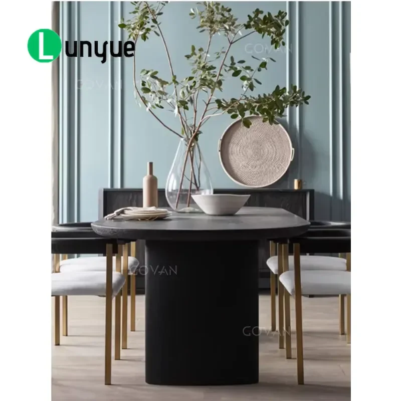 Modern Aged Solid Elm Dining Table Eco Friendly Furniture for Hotel Home Restaurant Durable Wood Design