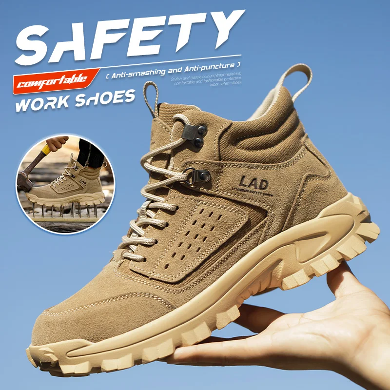 

LEIANDUN Men's safety shoes, anti smashing and anti piercing, comfortable, wear-resistant, breathable steel toe work shoes