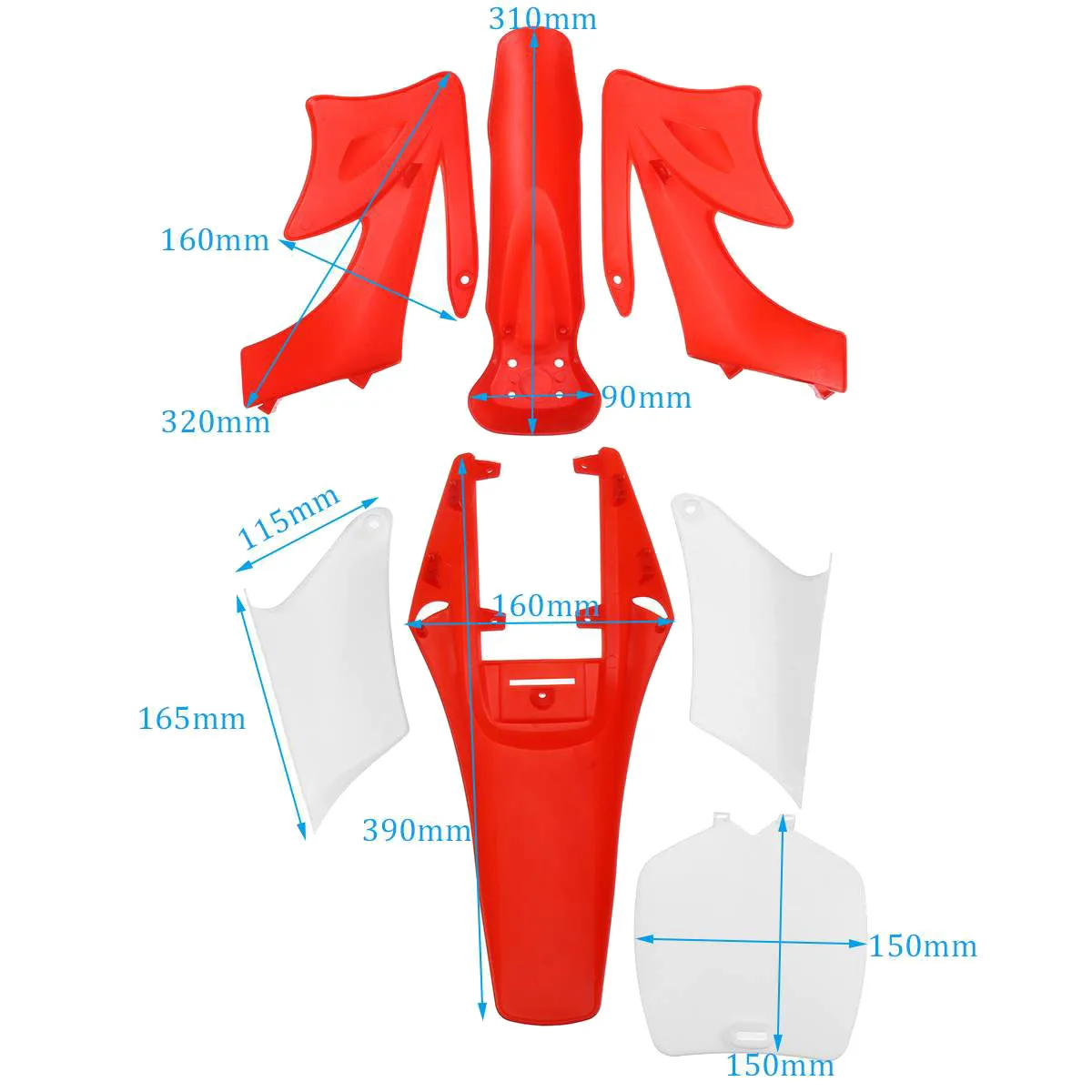 

A82E-8Pcs 47Cc 49Cc Plastic 2-Stroke Dirt Bike Set Mudguard Seat Fairing Body Kits