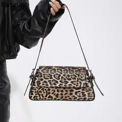 Bolso con estampado de leopardo para mujer, bolsa de hombro de cuero Pu, a la moda, para otoño e invierno, 2023