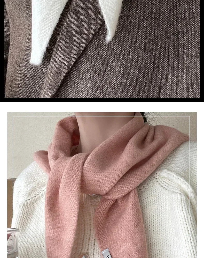 Winter Korea Gestrickte Dreieck Schal Wolle Warme Schal Schal Frauen Hals Schutz Smallscarf Kaschmir Schal – Detail 7