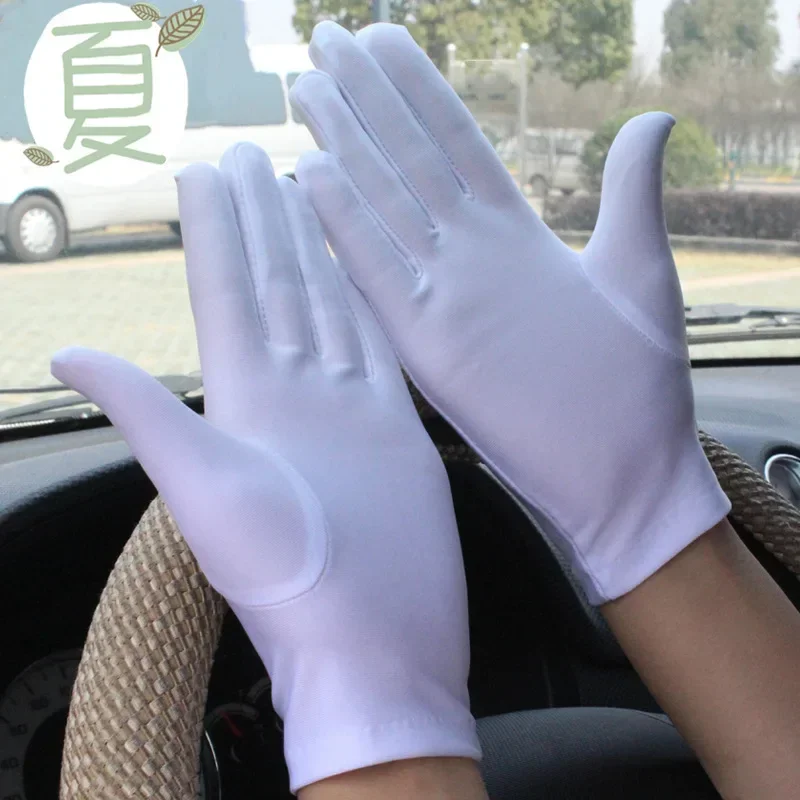 Fashion Summer Spandex Gloves Women Men Sexy Mittens Sun Protection White Black Etiquette Thin Short Stretch Dressy Dance Gloves