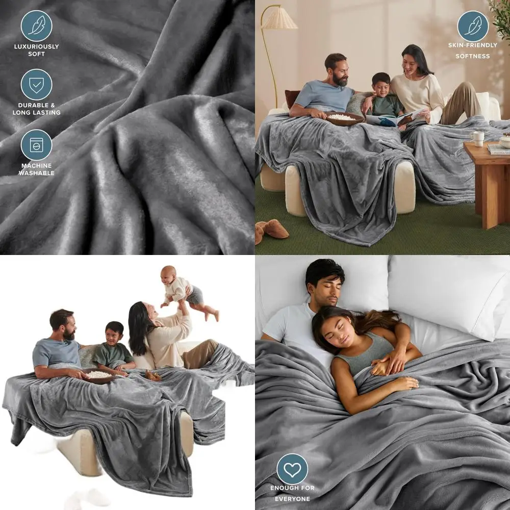 

Гигантское ультрамягкое легкое одеяло из микрофлиса - уютное тепло для кровати, дивана и кушетки (серое)