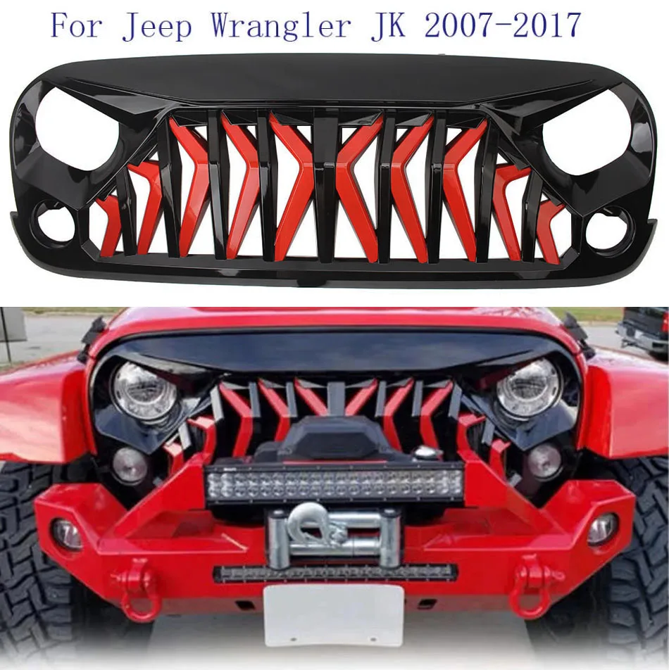 

New Matte Black Offroad For Wrangler 2007-2017 JK 4*4 Jeep Auto Parts Front Bumper Grilles White