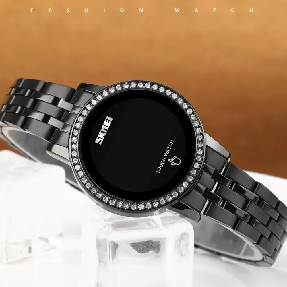 SKMEI 1669 proste zegarki z datą dla kobiet reloj mujer Digital LED Touch damski zegarek diamentowy wodoodporny zegarki damskie