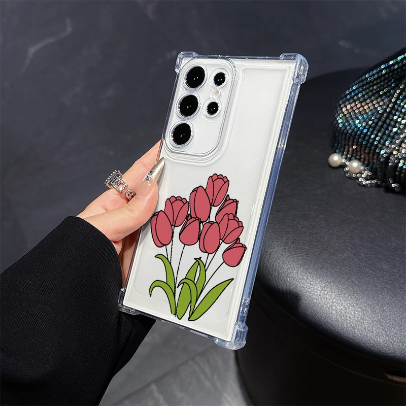 

A bouquet of pink tulips Phone Case for Samsung Galaxy S25 Ultra S20 FE S21 S22 S23Plus 24 S26Edge Cases Transparent Soft Covers