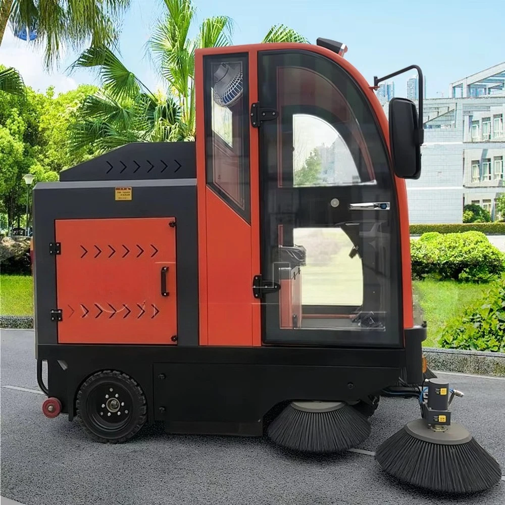 Electric Ride-on Floor Road Sweeper 48V Battery Powered OEM Industrial Warehouse Street Sweeper With Motor Brush