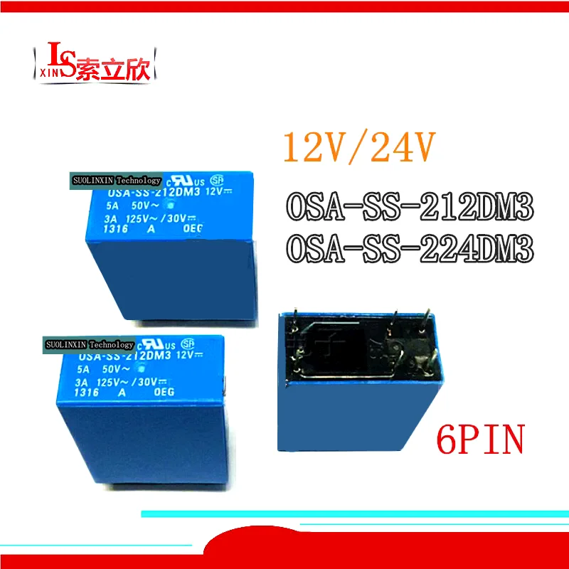 10PCS/lot  100%NEW Relay OSA-SS-212DM3  12VDC  OSA-SS-224DM3 24V  OSA SS 212DM3   OSA SS 224DM3 24VDC DIP6 3A 12VDC Power Relay