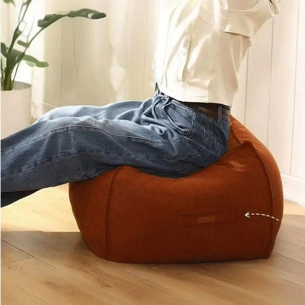Skin-friendly No Filling Seat Cushion Cover Large Capacity Square Clothes Storage Bag Soft Empty Unstuffed Footstool Home Decor