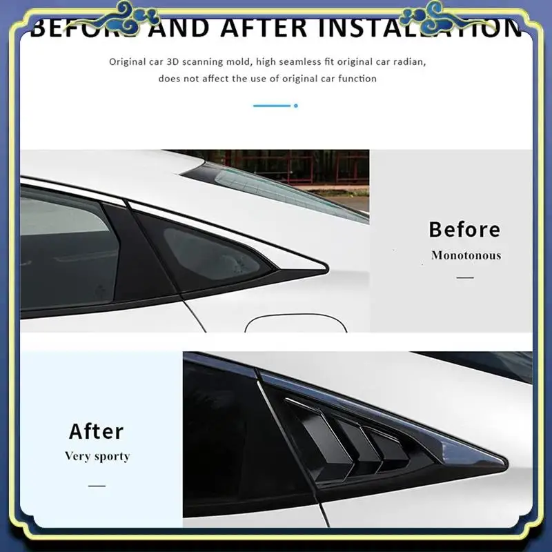 

AU16-2 шт. жалюзи заднего бокового окна глянцевый черный автомобильные аксессуары ABS для Honda Civic Sedan 2016-2021 аксессуары вентиляционное отверстие совок