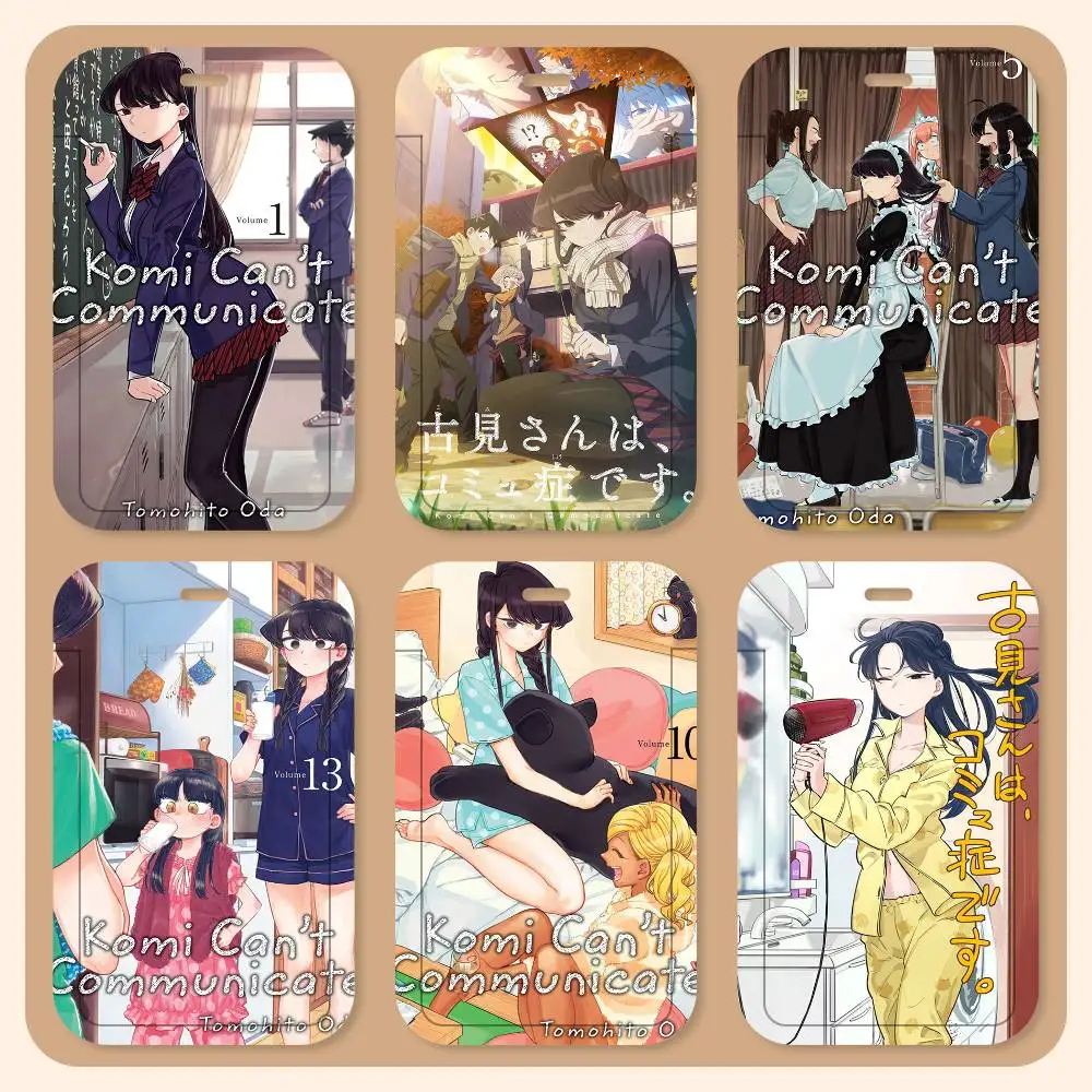 Komi Can't Communicate ID Card Holder Neck Strap Pendant Door Badge Holder Lanyards Keychain Work Credential Case Gift