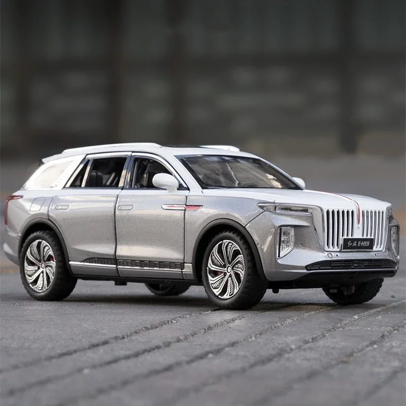 

1/24 HONGQI E-HS9 SUV Alloy New Energy Car Model Diecast Metal Toy Vehicles Car Model Simulation Sound and Light Childrens Gifts