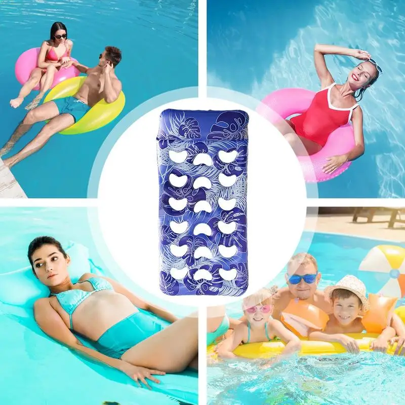 Packable Floats For Travel Sun Tanning Floats Pool Toys Printed Leaf Pattern Lounge Chair Large Inflatable Pool Floaties Rafts