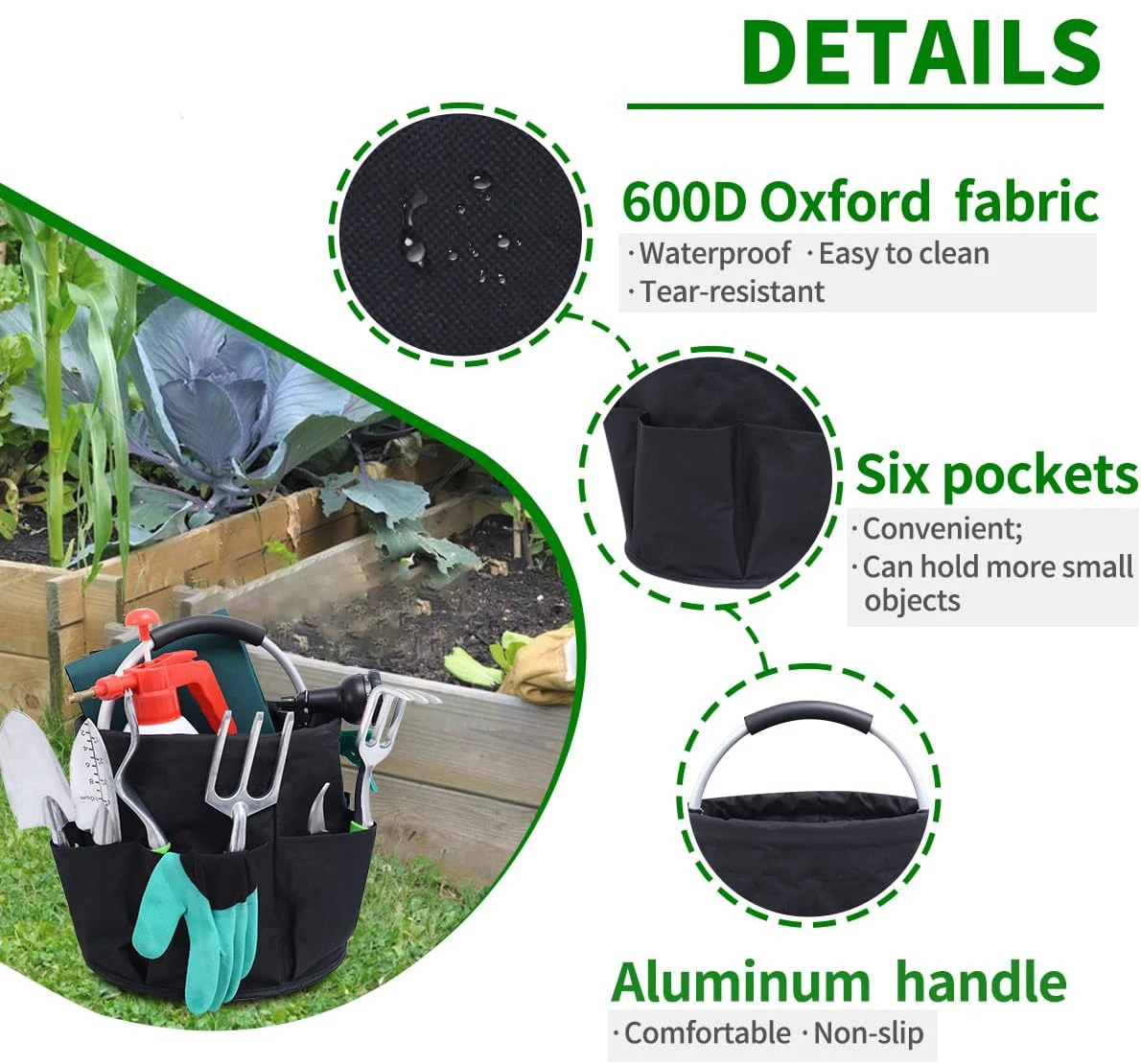 2025 17L تخزين كبير المنظم حقيبة غسيل السيارات تخزين سلة قابلة للطي نزهة حمل العلبة في الهواء الطلق مع مقبض أداة حقيبة التنظيف