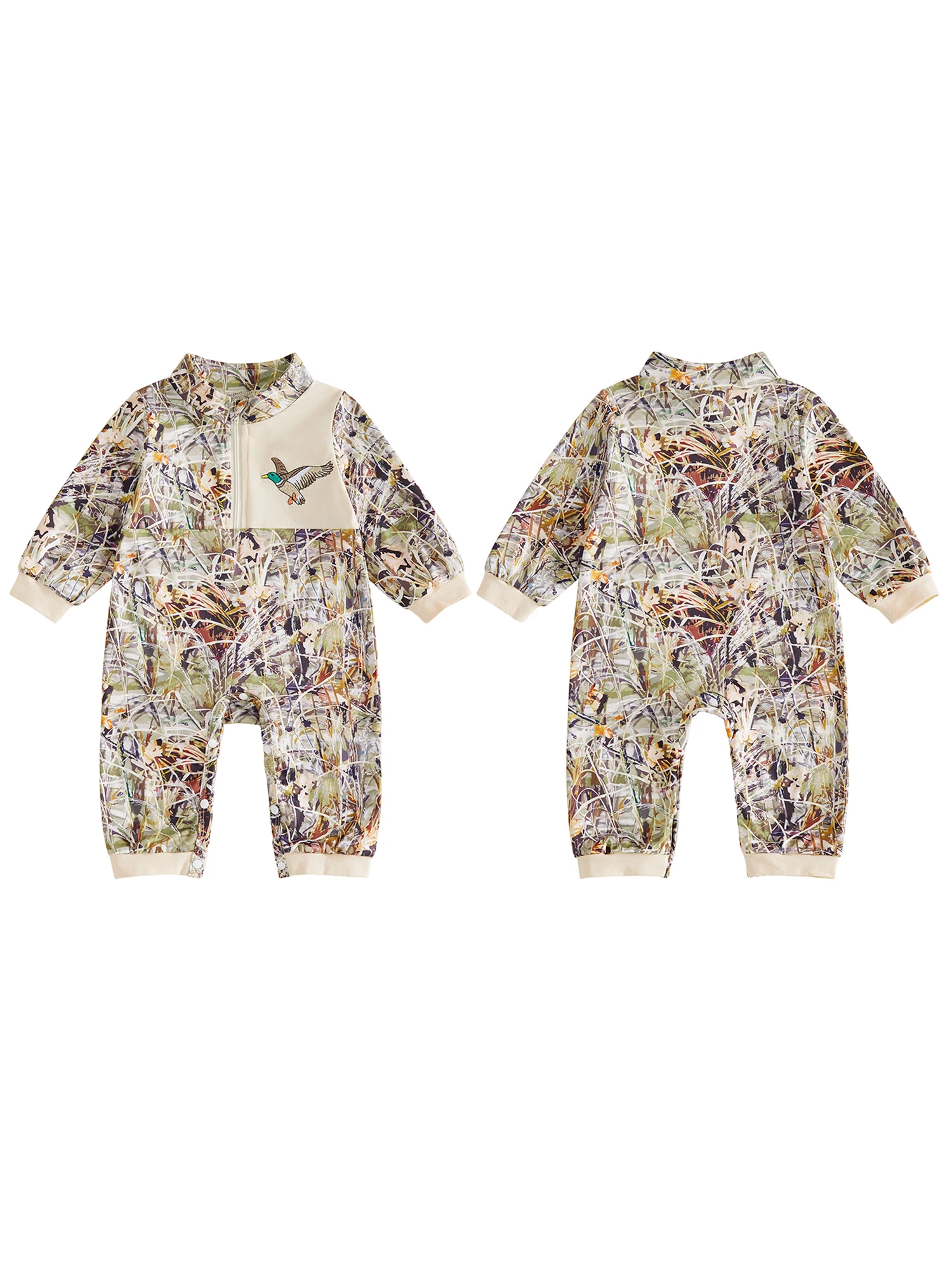 Up Mock Mock-Neck Baby Boy Long Baby Romper-Duck-Reindeer Neck Pattern Zip Zip Up Mock Professional Baby Boy Long