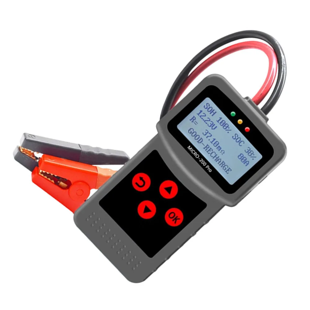 200 PRO Load Tester for 12V 24V Automotive Batteries Compatible with Acid Gel Types with Real Time Parameter Display