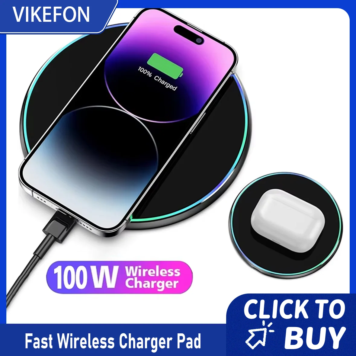 Wireless Charger For iPhone 17 16 15 14 13 Pro Max Induction Fast Charging Pad Dock Station For Samsung S25 S24 Xiaomi Huawei