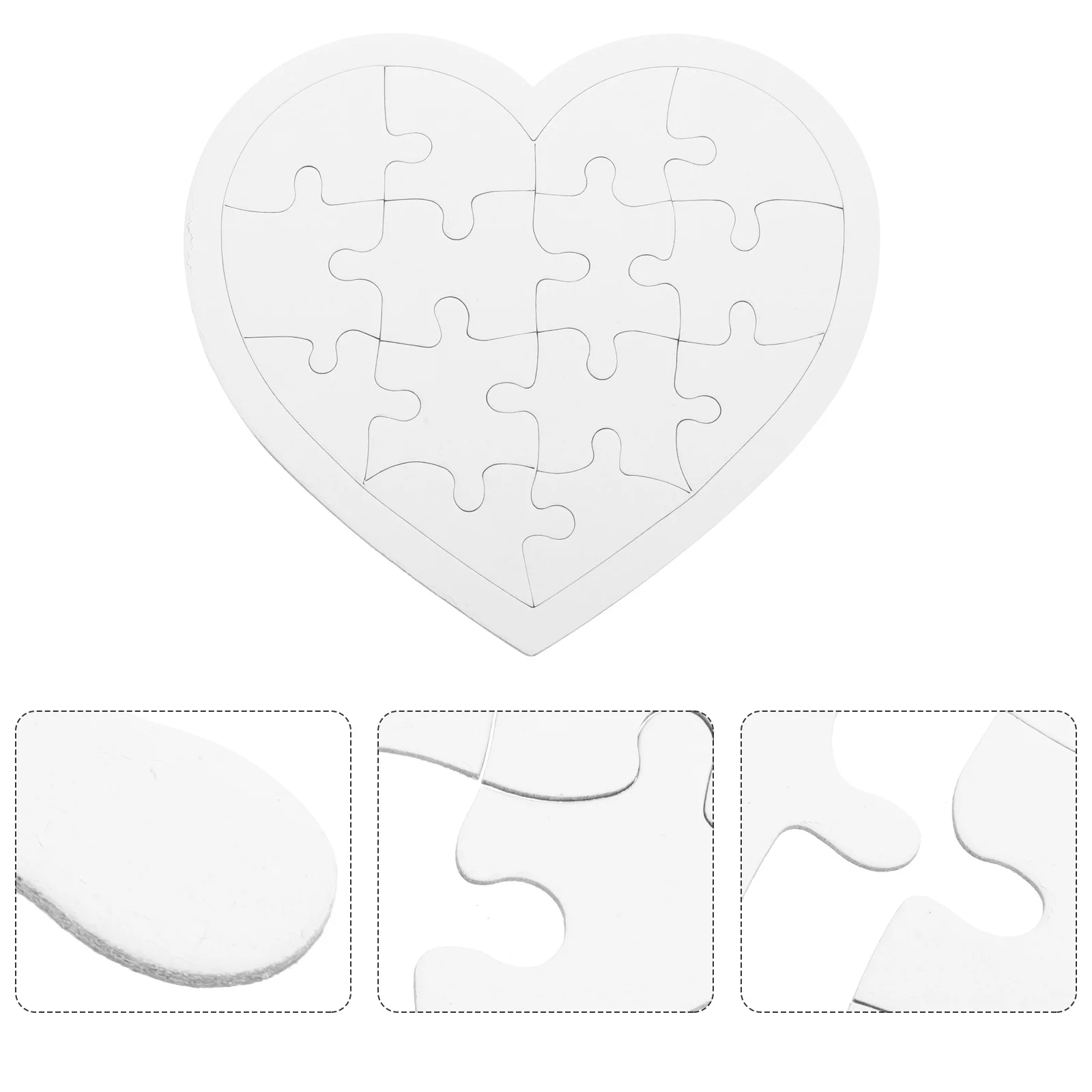 

4Sets Heart Shape Coloring Puzzle Sturdy Cardboard DIY Craft Drawing Board for Kids Blank Puzzle Pieces Painting Materials