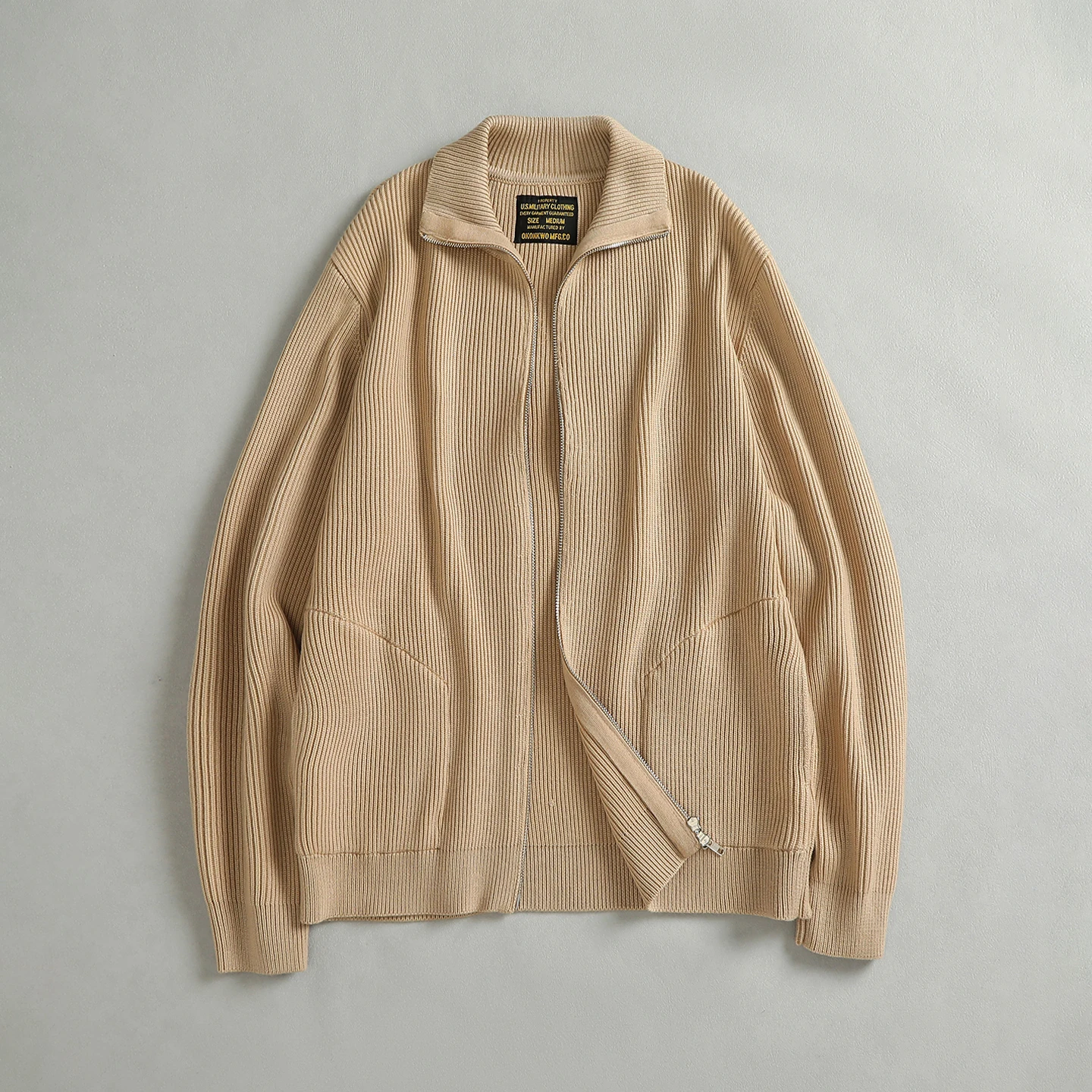 5134# Autumn and Winter New American Retro Wool Blended High-end Thickened Knitwear Men's Stand Collar Cardigan Sweater Jacket