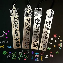 10cm Stainless Steel Metal Hollow Out Straight Ruler Bookmark Measuring Student Artist Drawing Stationery Office School Supply