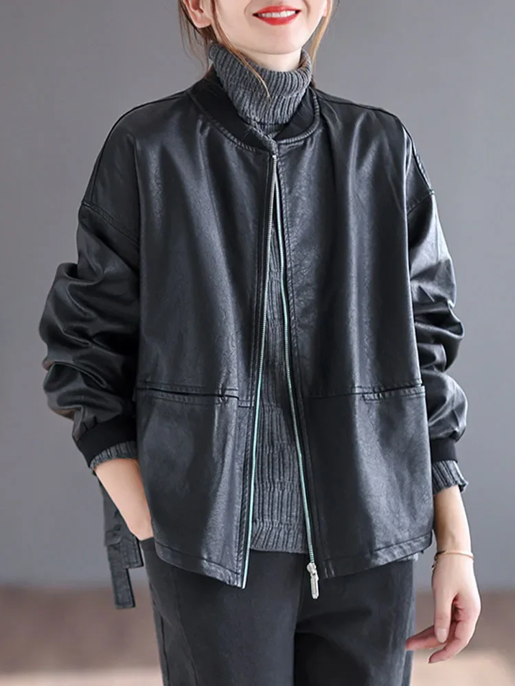 Blouson de motard en similicuir pour femme, vêtement de luxe, punk, punk, noir, à la mode, automne 2024