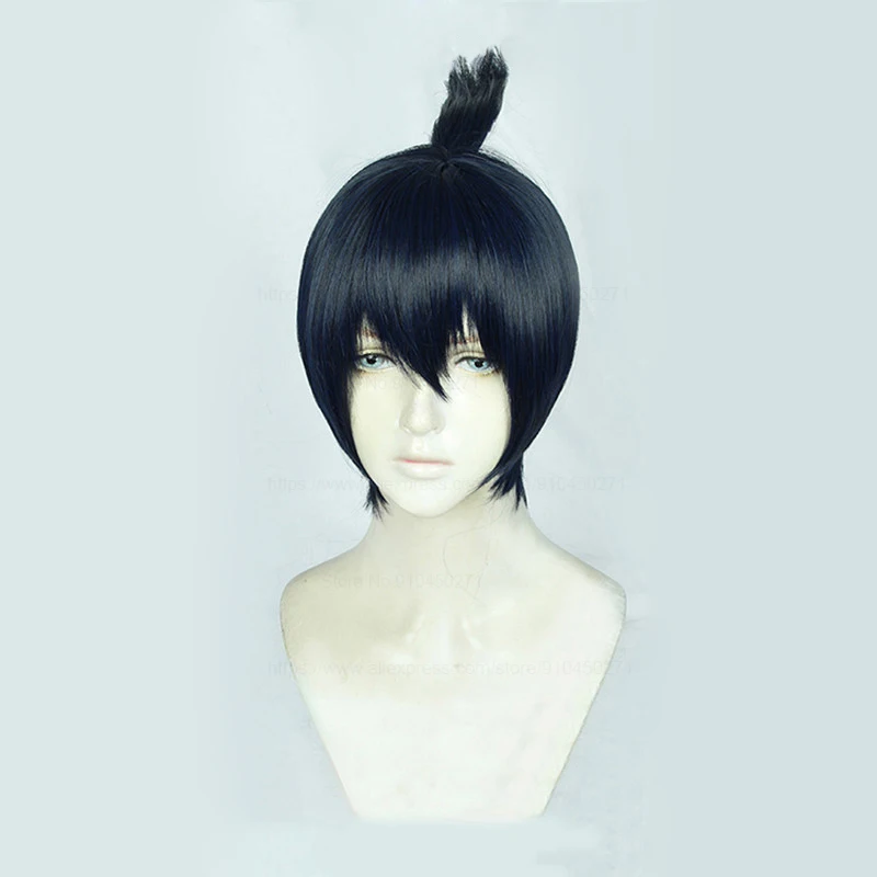 Anime Chainsaw Man Hayakawa Aki Cosplay Wig Short Blue Black Cosplay Hair Heat Resistant Hair Halloween Party Wigs + Wig Cap