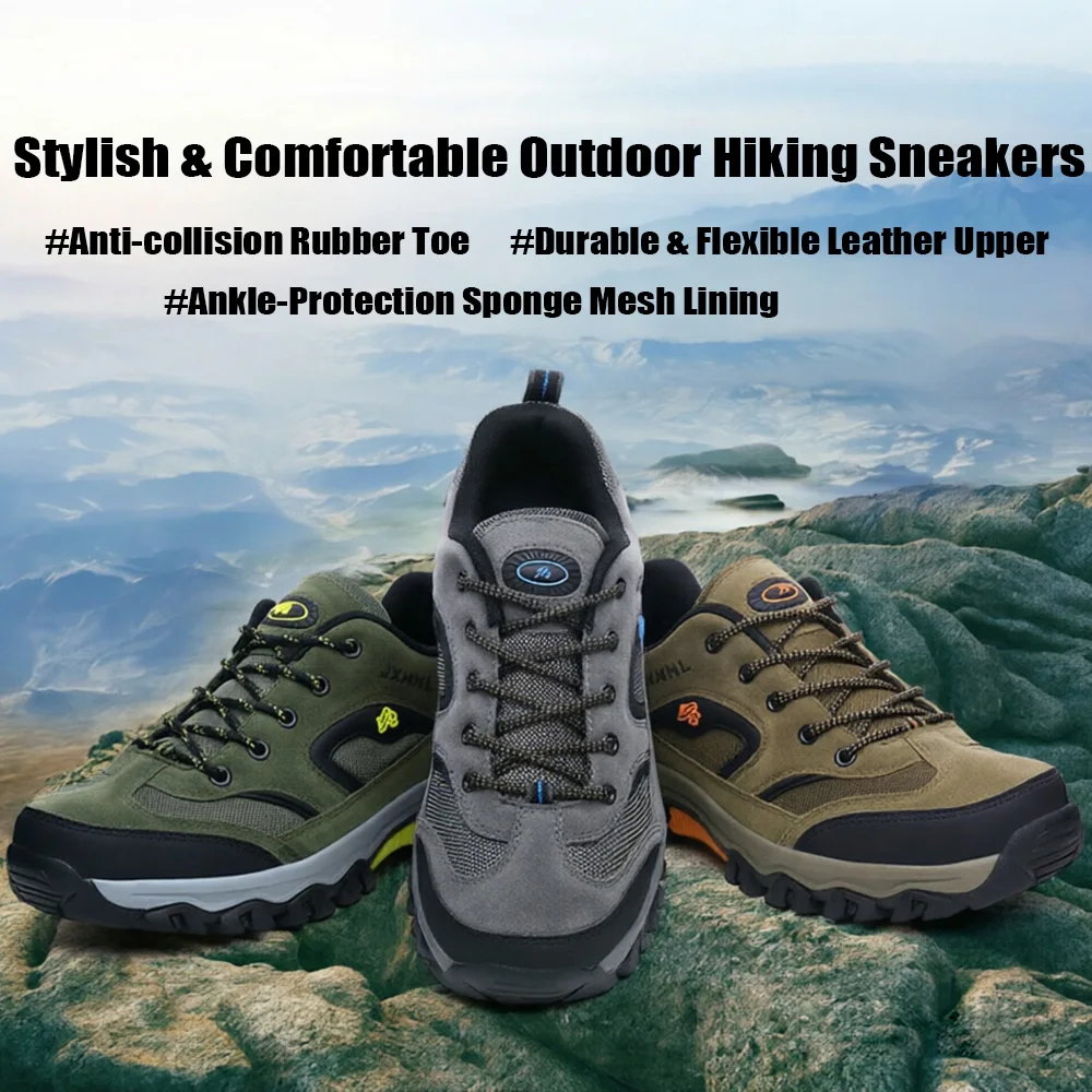 Men's Hiking Shoes Outdoor Trekking Breathable Non-Slip Trail Running Mountain Climbing Camping Sneakers Anti-Slip Rubber Sole