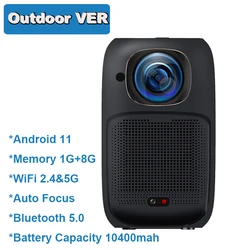 2024 Inteligentny projektor zewnętrzny V1 Android 11 Dual Wifi6 BT5.0 4K 1080P 230 ANSI HD Kino domowe Projektor zewnętrzny 10400 mAh Bateria