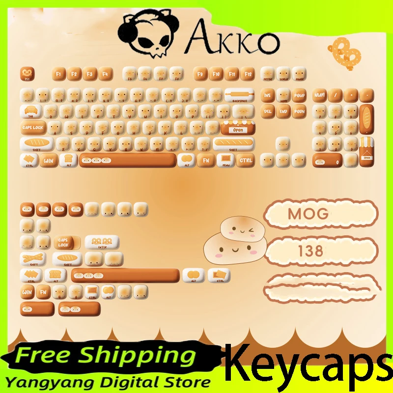 

AKKO MOG Height Series Keycaps Steamed Bun Paradise Theme PBT Material 138keys Mechanical Keyboard Keycaps PC Gamer Accessories