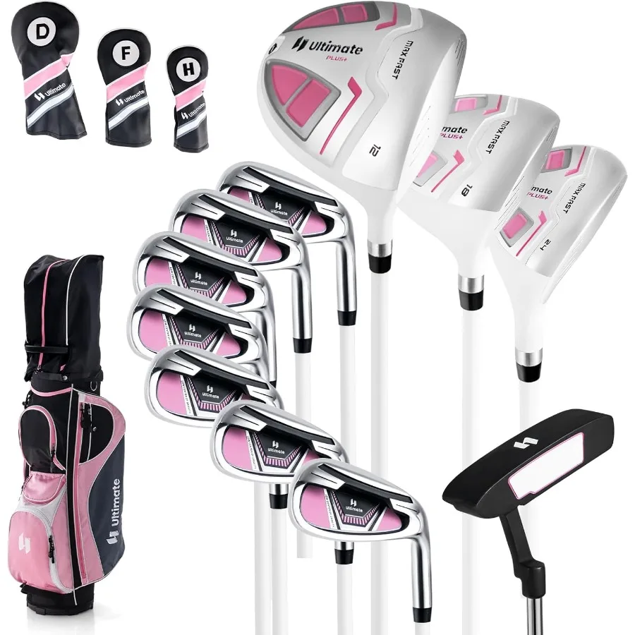 

Complete Golf Club Set for Women 11 PCS Right Handed Golf Clubs with 460CC 1 Driver 3 Fairway 5 Hybrid 5-9 Irons Putter Golf Ca