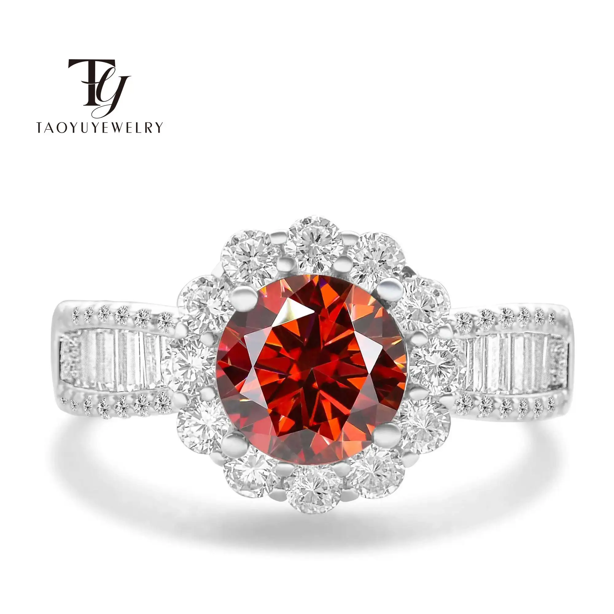 

Real 925 Sterling Silver 2ct Round D Color Moissanite Engagement Ring For Women Promise Finger Rings Wedding Fine Jewelry Gift