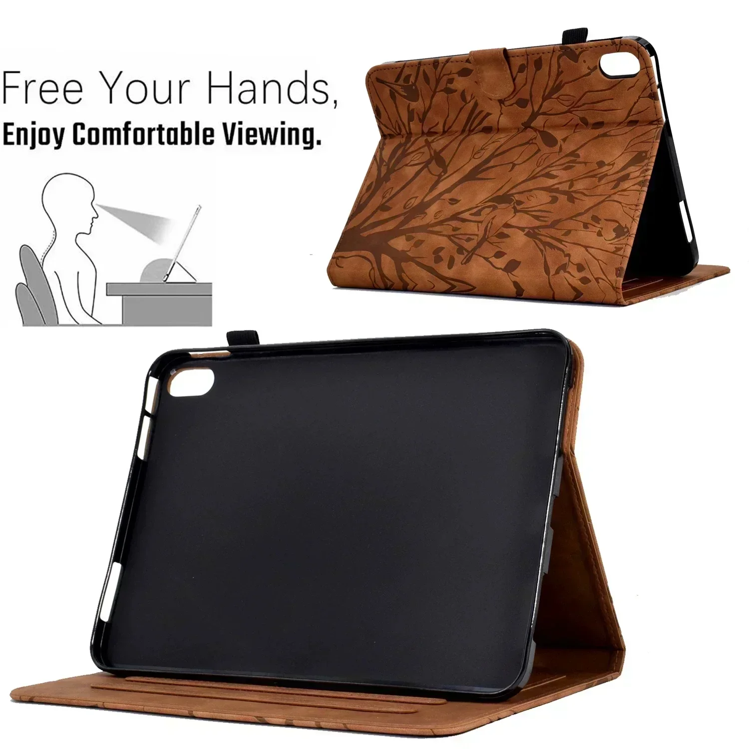 Embossed Tree Leather Wallet Case for Ipad 10”2 Case 9th 10.9 10th Air3 Pro 10.5 9.7 5th 6th Mini 6 Air2 Cards Solt Cover Fundas