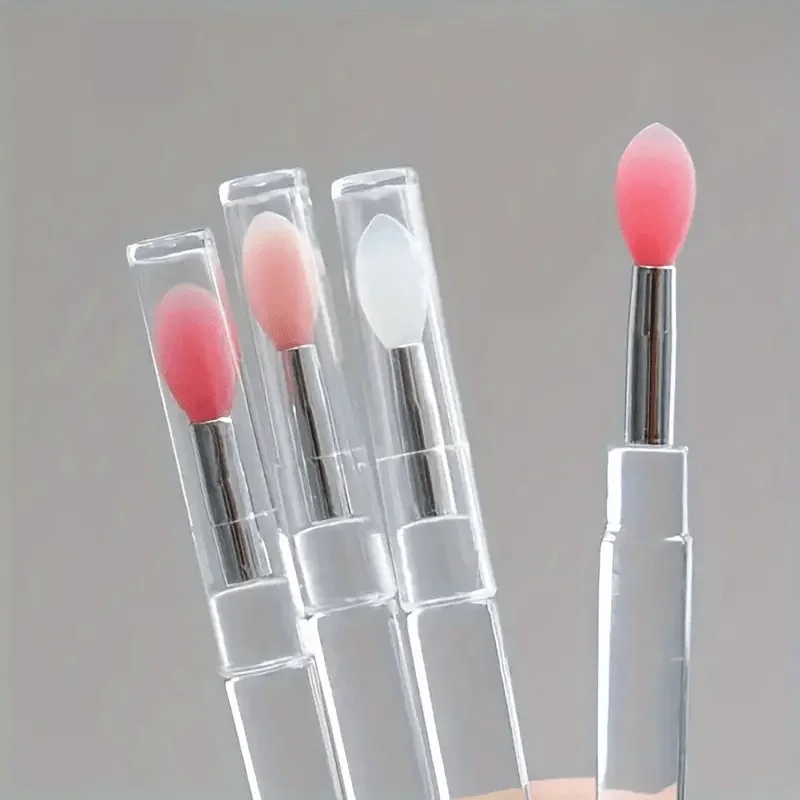 20PCS Portable Silicone Lip Brush With Cover Soft Multifunctional Lip Balm Applicator Lipstick Lipgloss Makeup Brushes