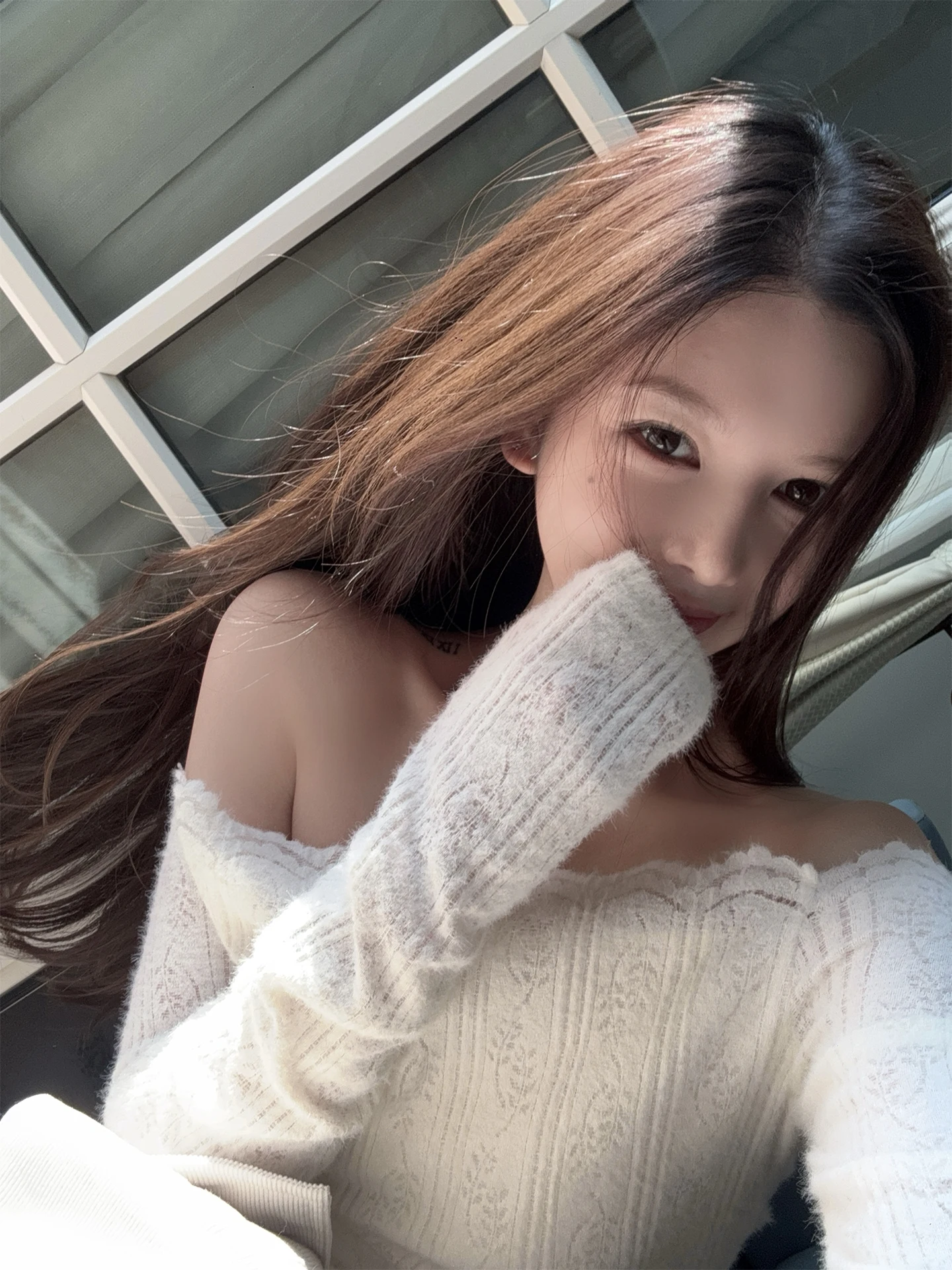 

Женский вязаный свитер Titi Little Sister с кружевом, осенне-зимний, облегающий, на одно плечо, из нейлоновой ткани, в стиле Pure Desire Spicy Base