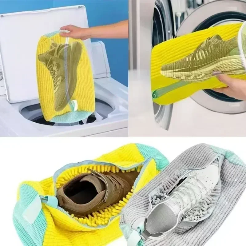 Neue Wäschebeutel für Schuhe, Baumwoll-Wäschenetz, flauschige Fasern, entfernen Schmutz mühelos, Wäschebeutel, verformungsfrei, Organizer für Schuhe und Kleidung – Detail 1