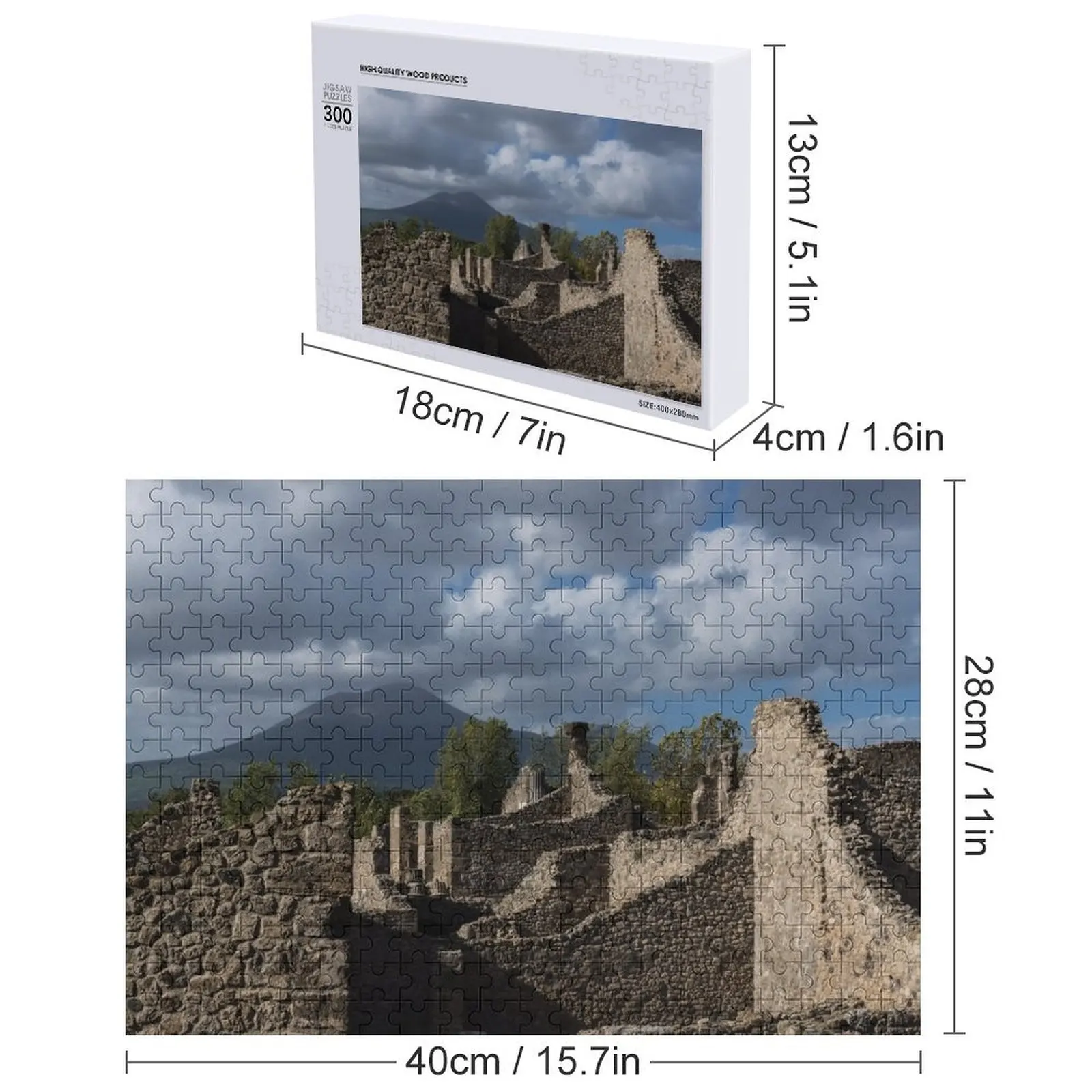베수비우스 화산은 폼페이 유적 위에 자자로 서 있다 직소 퍼즐 게임 어린이 맞춤형 장난감 퍼즐