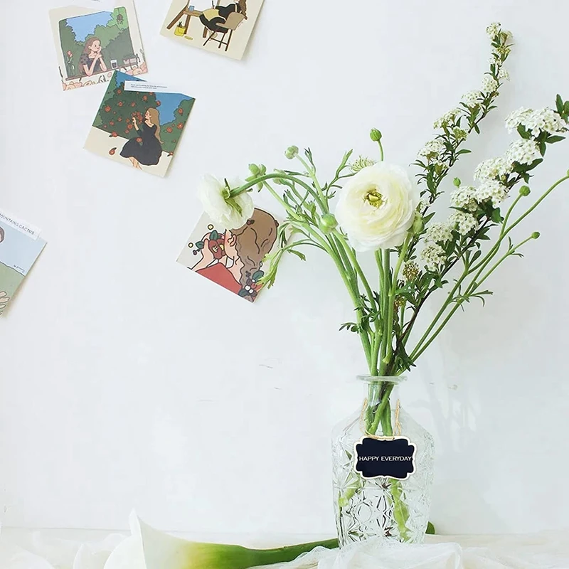 سبورة صغيرة بخيط معلق ، علامات سبورة خشبية ، لوحة رسائل على الوجهين ، 72 ربطة