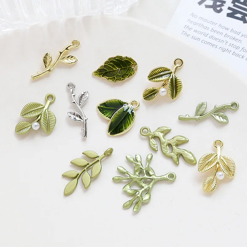 10PCS Vintage Delicate Willow Leaves Charm for Women\'s Pendant Necklace DIY Jewelry Making Lovly Accessories