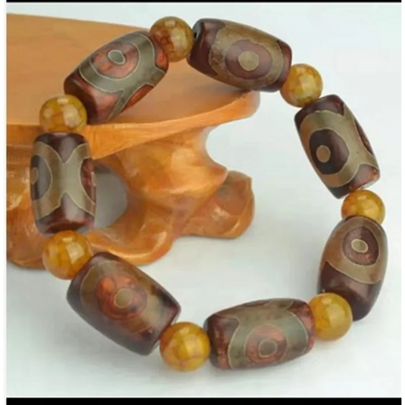 Tibetan Buddha Bracelet Couple's Three-Eye Sky Beads Agate Jewelry