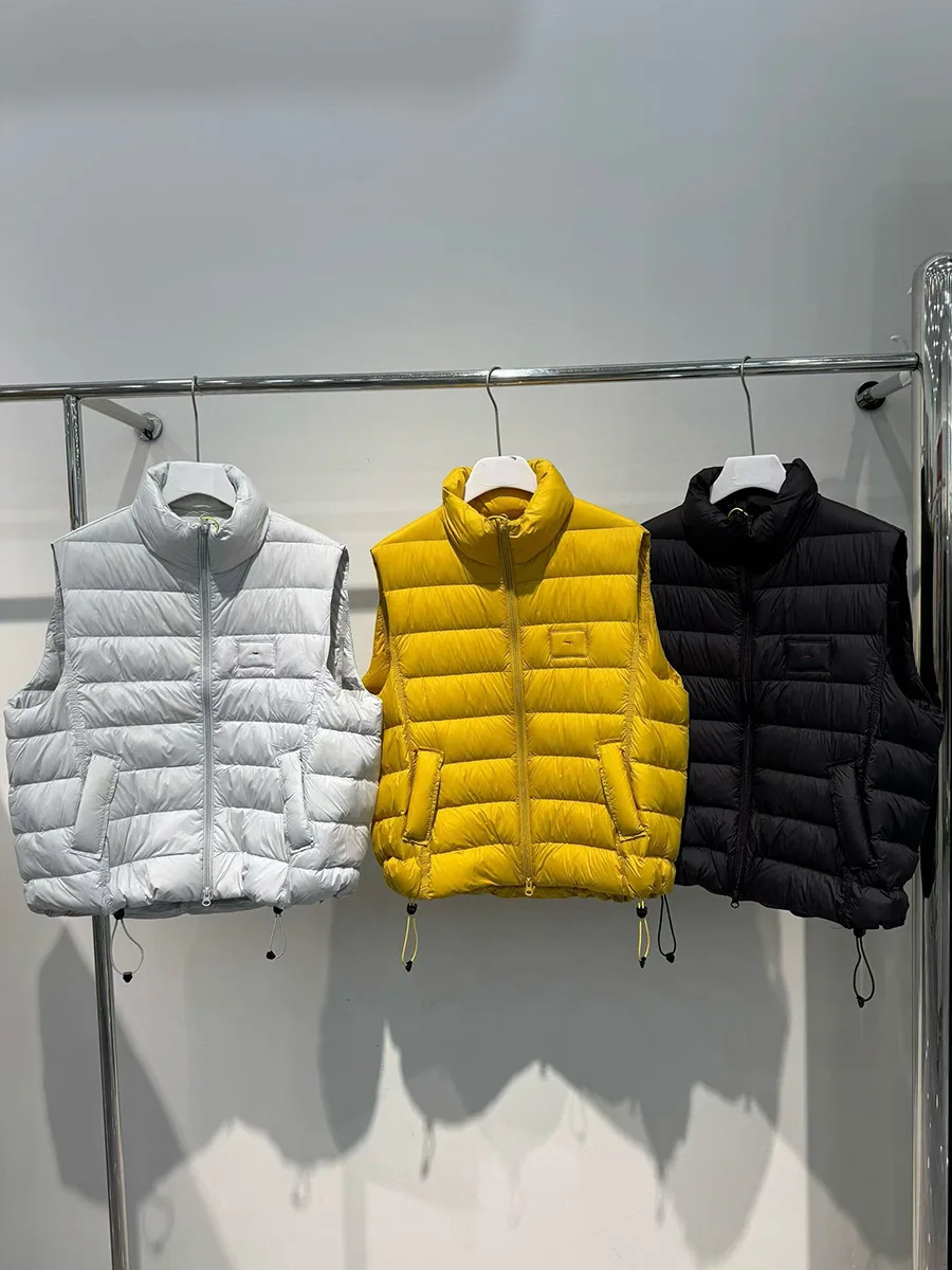 Autumn Winter Stand Collar Double Zipper Waistcoat Female Solid Slim Warm Down Vest Women White Duck Down Sleeveless Vest Top