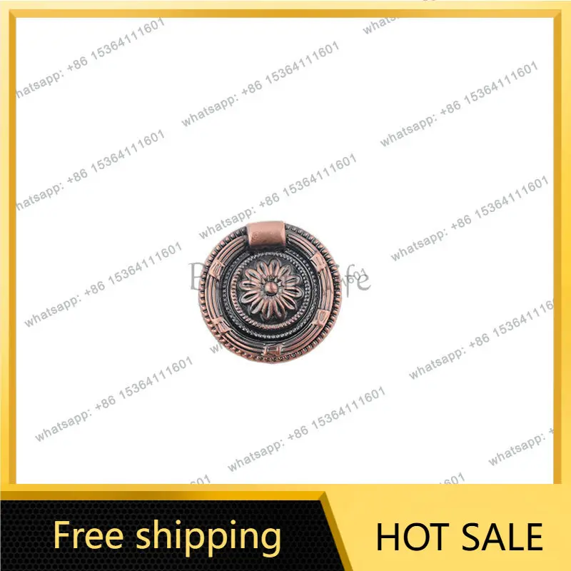 YJ Antique Simple European Round Pull Ring Recess Free Drawer Hidden Handle Flat Mount Knob For Nightstand Cabinet