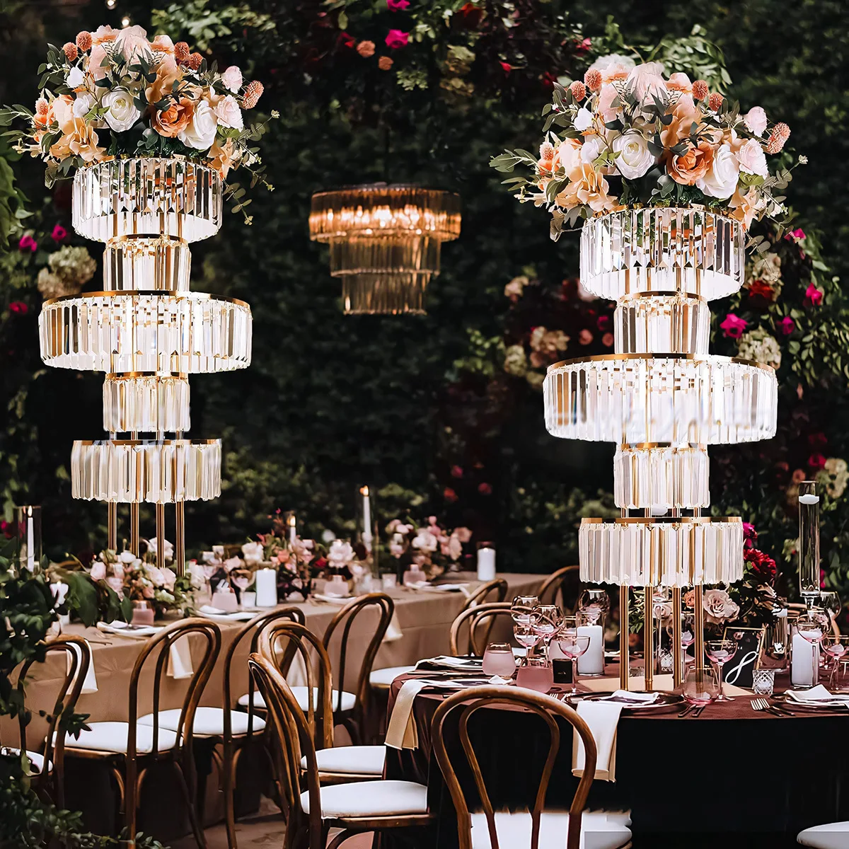 Gold electroplated crystal flower stand wedding road guide decoration wedding table ornament stage background European