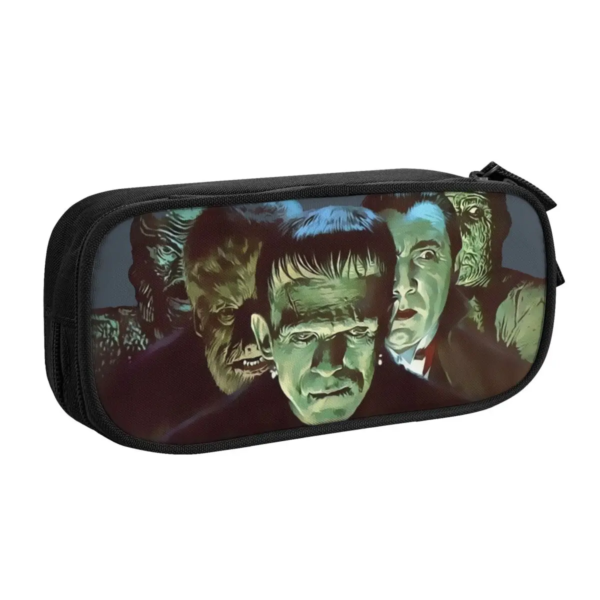 Customized Gang Of Monsters Cute Pencil Cases Large Capacity Frankenstein Halloween Horror Movie Pencil Box Students Stationery