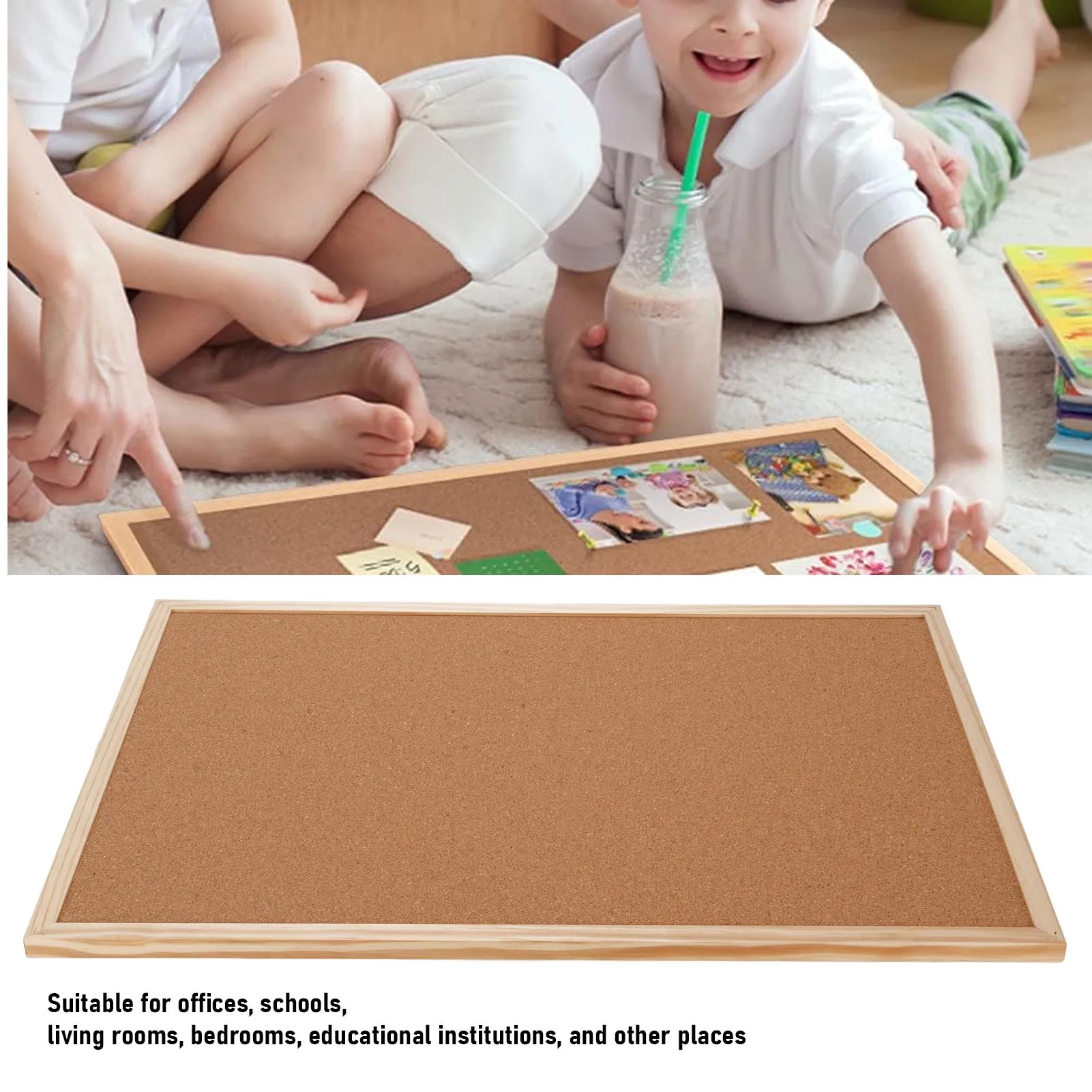 لوحة الفلين لوحة إعلانات الفلين إطار خشبي 40x60 سنتيمتر إطار خشبي مزدوج الجوانب لوحة إعلانات الفلين لمكتب المدرسة المنزل