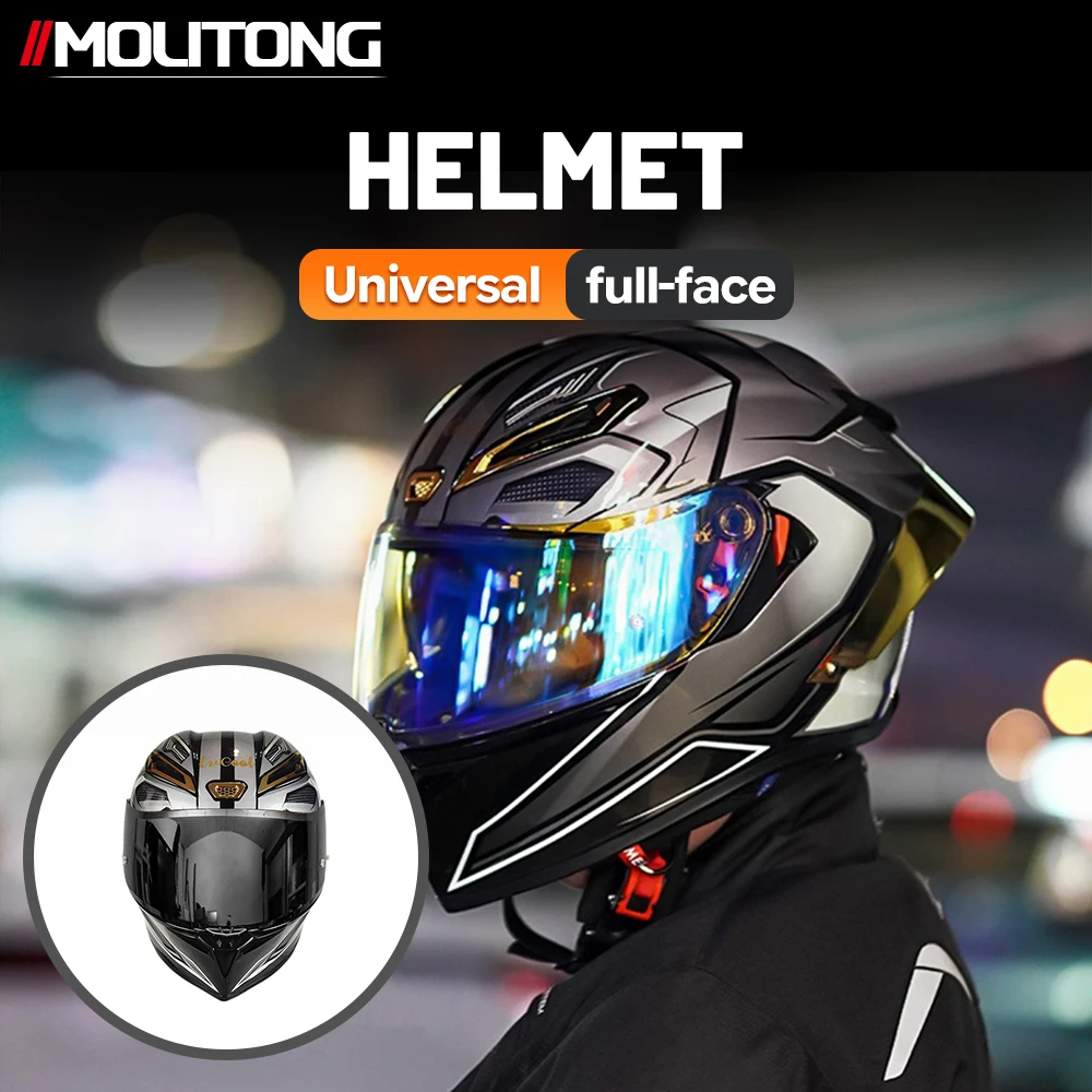Dual Visor Motorcycle Racing Helmet - Casque de moto intégral élégant avec