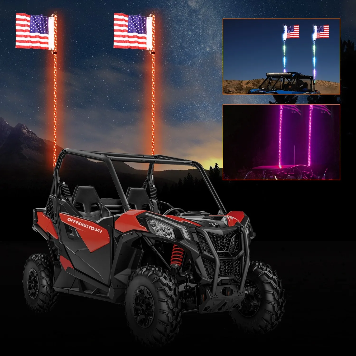 

LED Whip Light Waterproof Flag Pole Safety Antenna Whip Lights for Sand Buggy for jeep UTV ATV Truck Halloween decoration lights