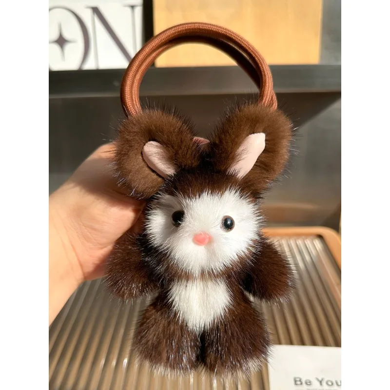 

Plush Dolls Keyring Mink Fur Little Bear Keychain For Bags Pendant Bag Charm Cute Accessorie Fluffy Car Keyholder Key Ring Gifs