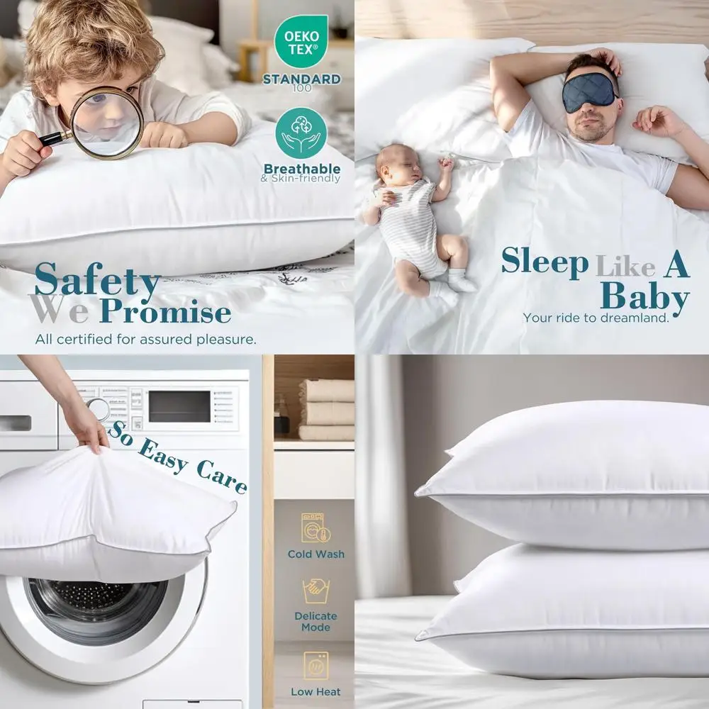 

Комплект из 2 подушек размера Queen - премиум-класс, альтернатива пуху, для сна на боку, спиной или на животе