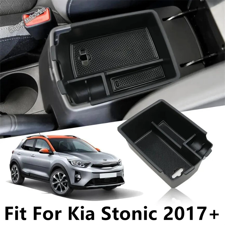 

For Kia Stonic 2017 - 2022 Car Central Control Armrest Storage Box Container Organizer Tidying Holder Tray Interior Accessories